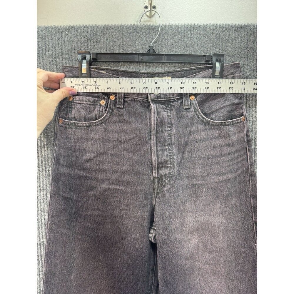 Levis Ribcage Straight Ankle Jeans Womens 28x29 Black Purple Wash Button Fly - Picture 8 of 12